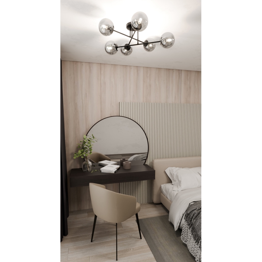 Lámpara colgante ROMA 6xE14/10W/230V negro/ahumado