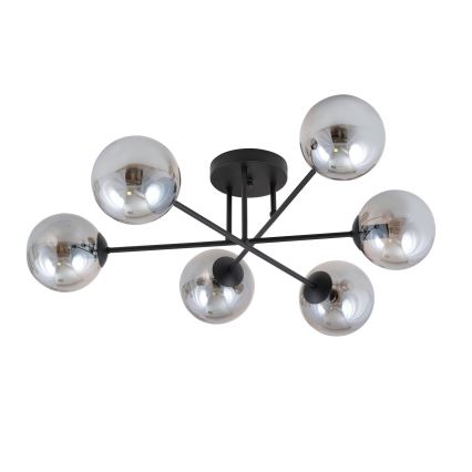 Lámpara colgante ROMA 6xE14/10W/230V negro/ahumado