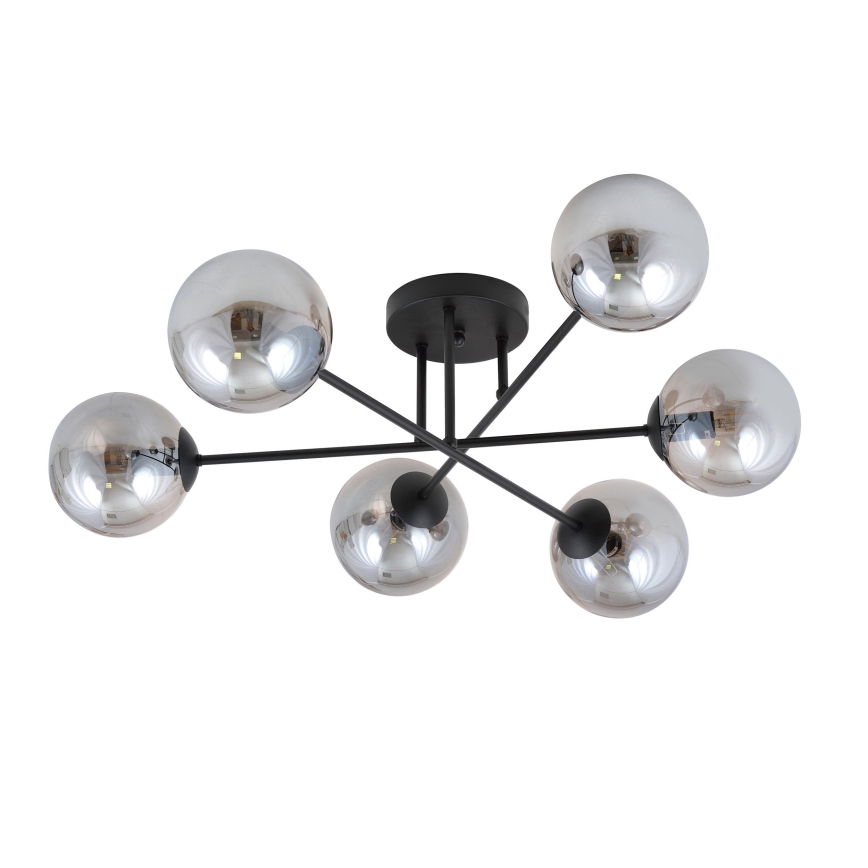 Lámpara colgante ROMA 6xE14/10W/230V negro/ahumado