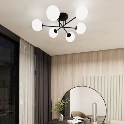 Lámpara colgante ROMA 6xE14/10W/230V negro/blanco