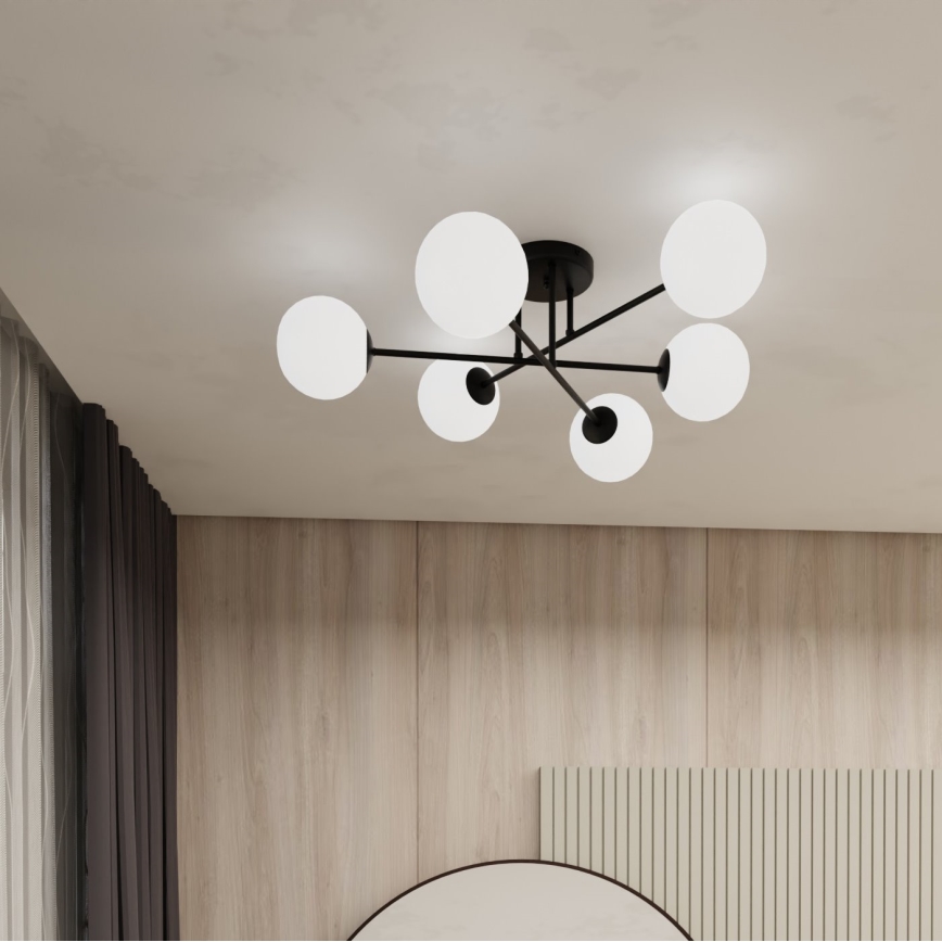 Lámpara colgante ROMA 6xE14/10W/230V negro/blanco