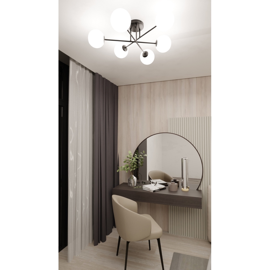 Lámpara colgante ROMA 6xE14/10W/230V negro/blanco