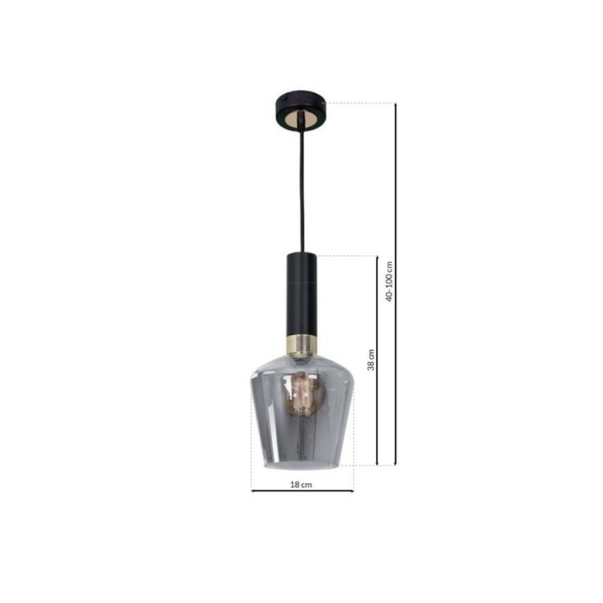 Lámpara Colgante ROMA BLACK 1xE27/60W/230V