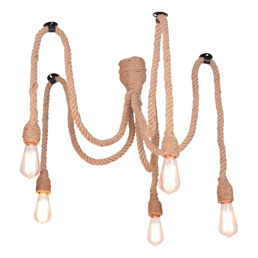 Lámpara colgante ROPE CASA 5xE27/12W/230V araña