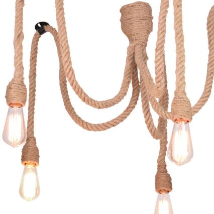 Lámpara colgante ROPE CASA 5xE27/12W/230V araña