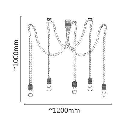 Lámpara colgante ROPE CASA 5xE27/12W/230V araña