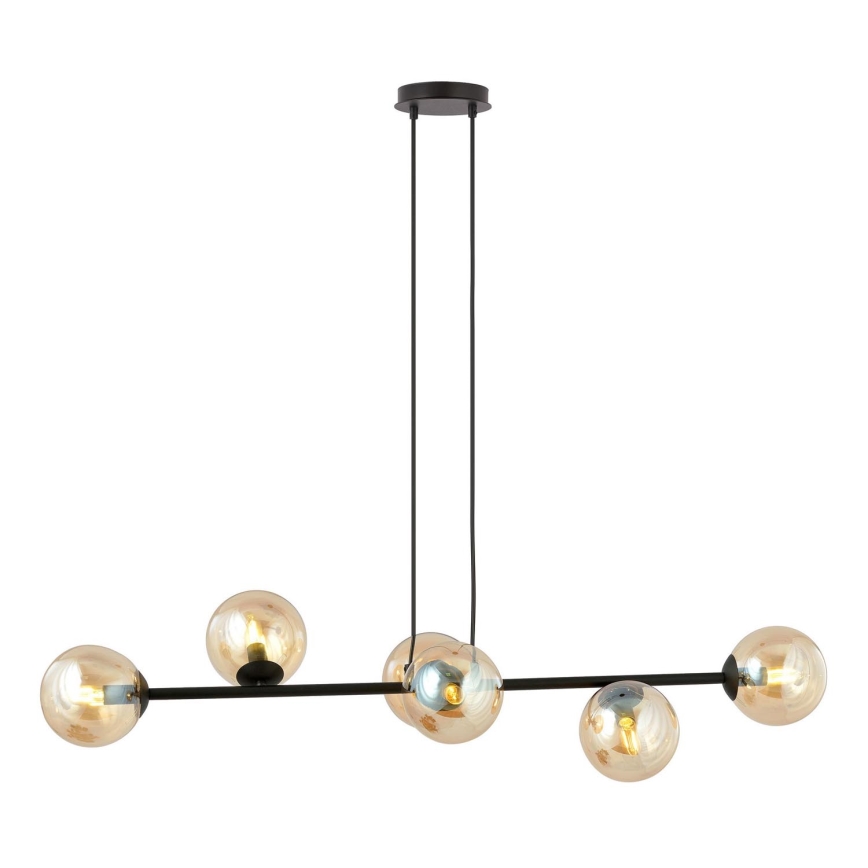 Lámpara colgante ROSSI 6xE14/10W/230V negro/beige
