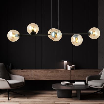 Lámpara colgante ROSSI 6xE14/10W/230V negro/beige