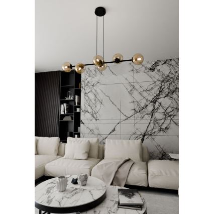 Lámpara colgante ROSSI 6xE14/10W/230V negro/beige