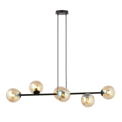 Lámpara colgante ROSSI 6xE14/10W/230V negro/beige
