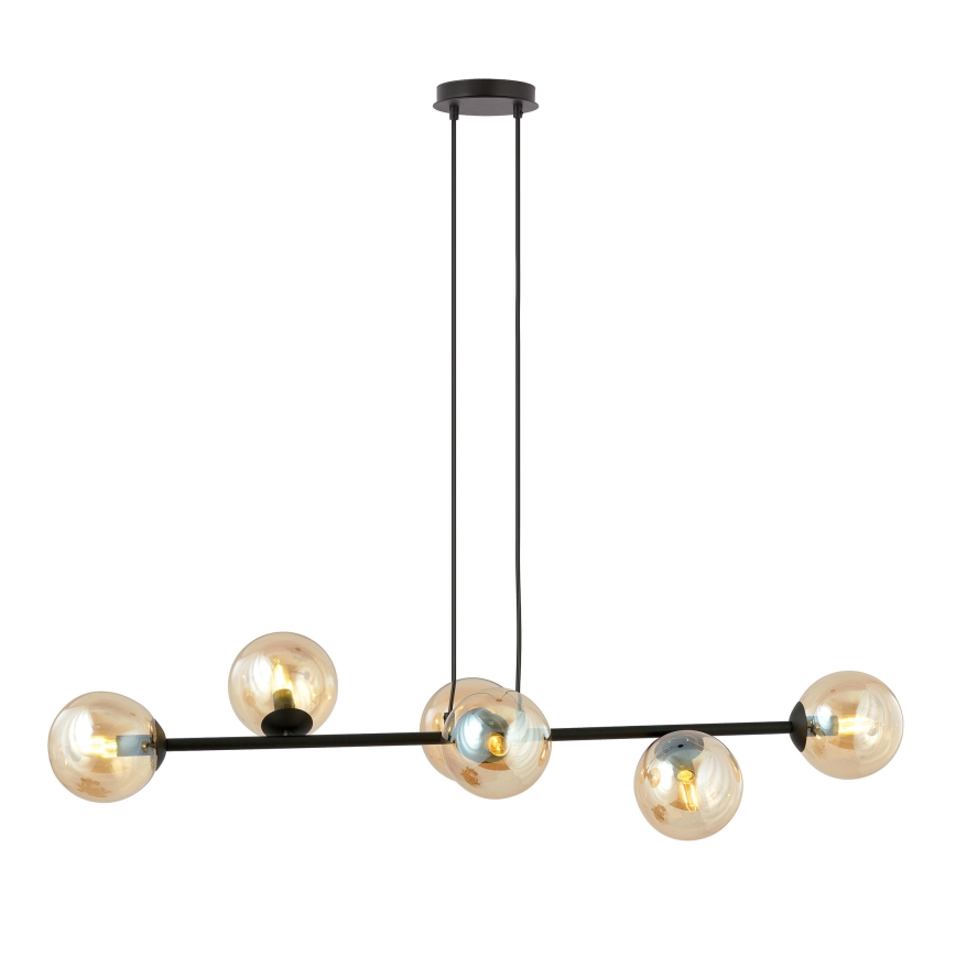 Lámpara colgante ROSSI 6xE14/10W/230V negro/beige