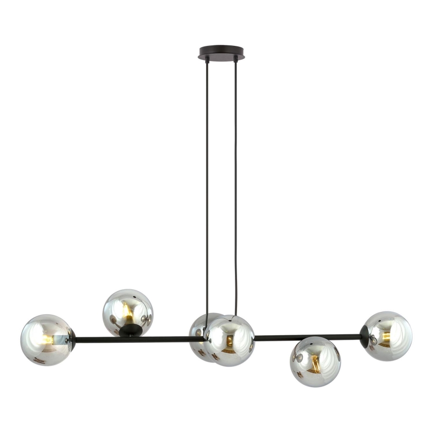 Lámpara colgante ROSSI 6xE14/10W/230V negro/gris