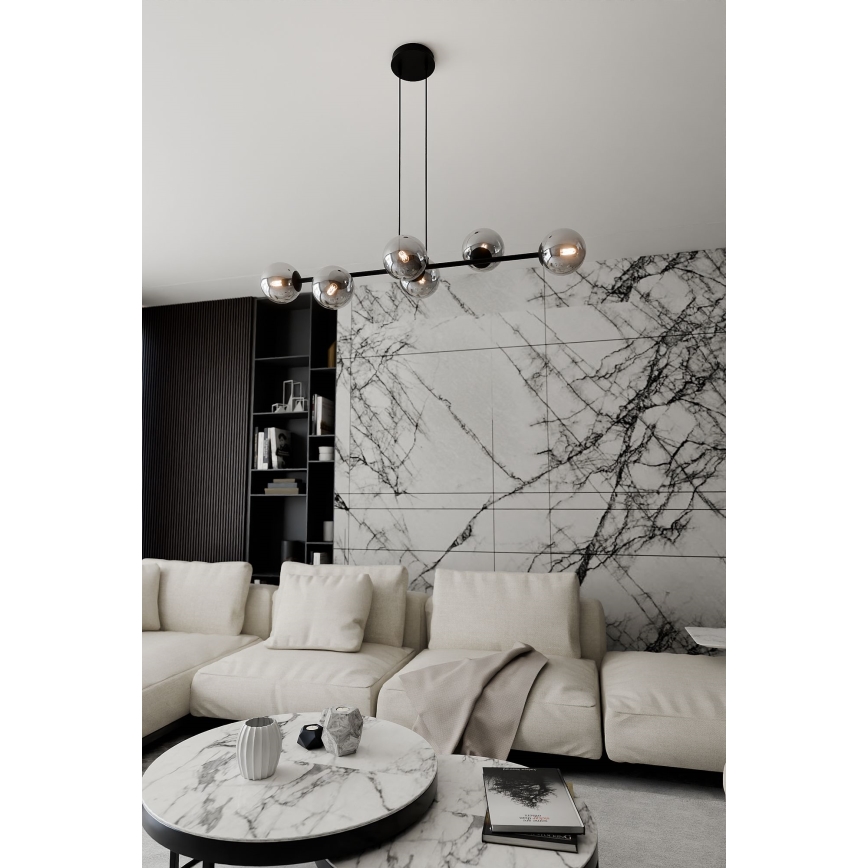 Lámpara colgante ROSSI 6xE14/10W/230V negro/gris