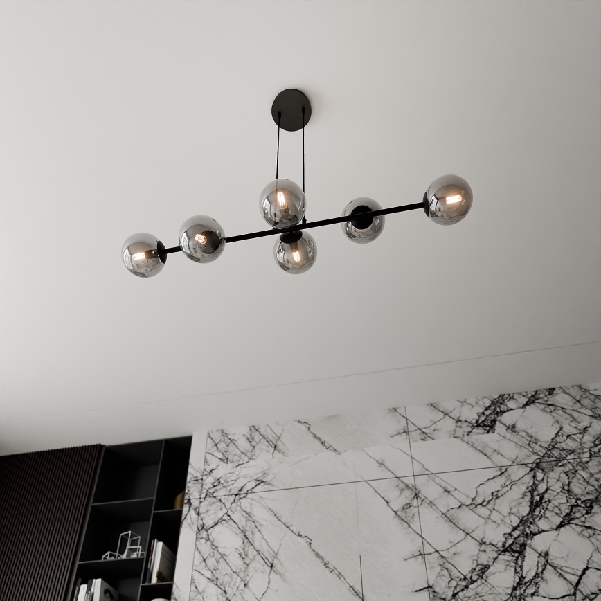 Lámpara colgante ROSSI 6xE14/10W/230V negro/gris
