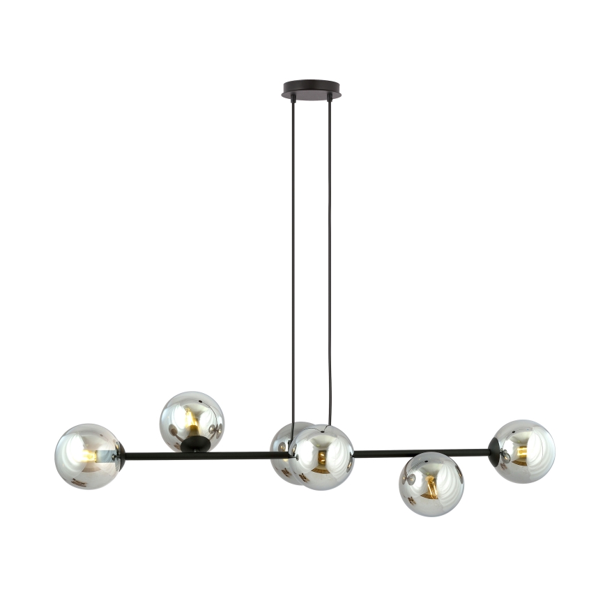 Lámpara colgante ROSSI 6xE14/10W/230V negro/gris