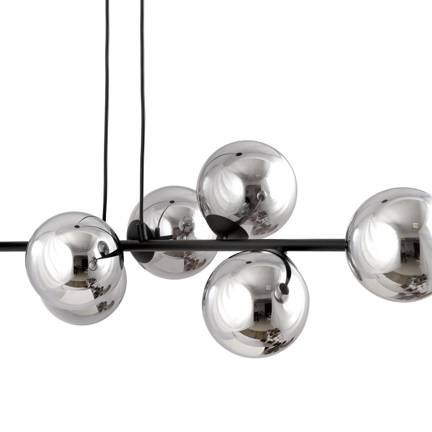 Lámpara colgante ROSSI 6xE14/10W/230V negro/gris