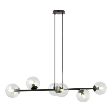Lámpara colgante ROSSI 6xE14/10W/230V negro/transparente