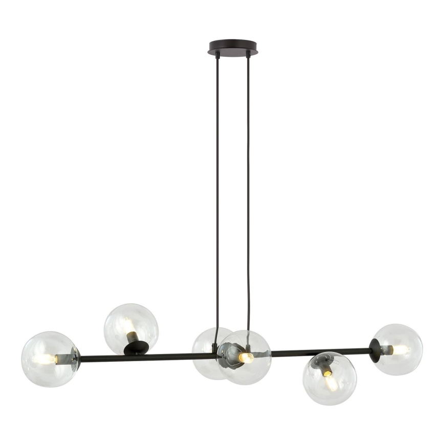 Lámpara colgante ROSSI 6xE14/10W/230V negro/transparente