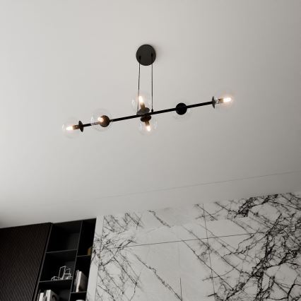 Lámpara colgante ROSSI 6xE14/10W/230V negro/transparente