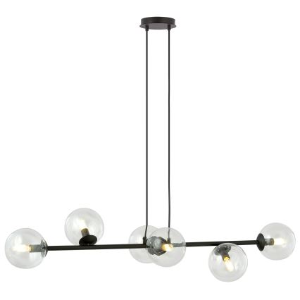 Lámpara colgante ROSSI 6xE14/10W/230V negro/transparente