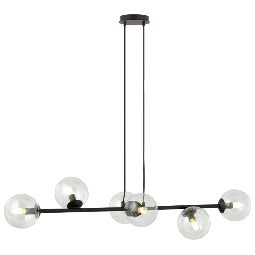 Lámpara colgante ROSSI 6xE14/10W/230V negro/transparente