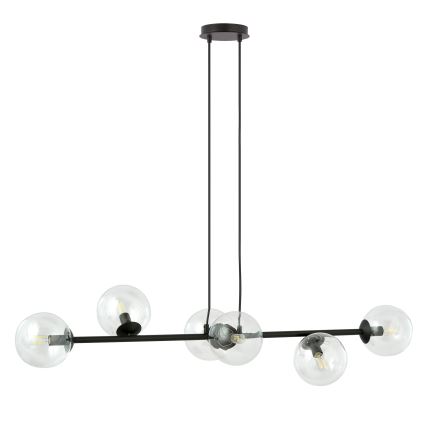 Lámpara colgante ROSSI 6xE14/10W/230V negro/transparente