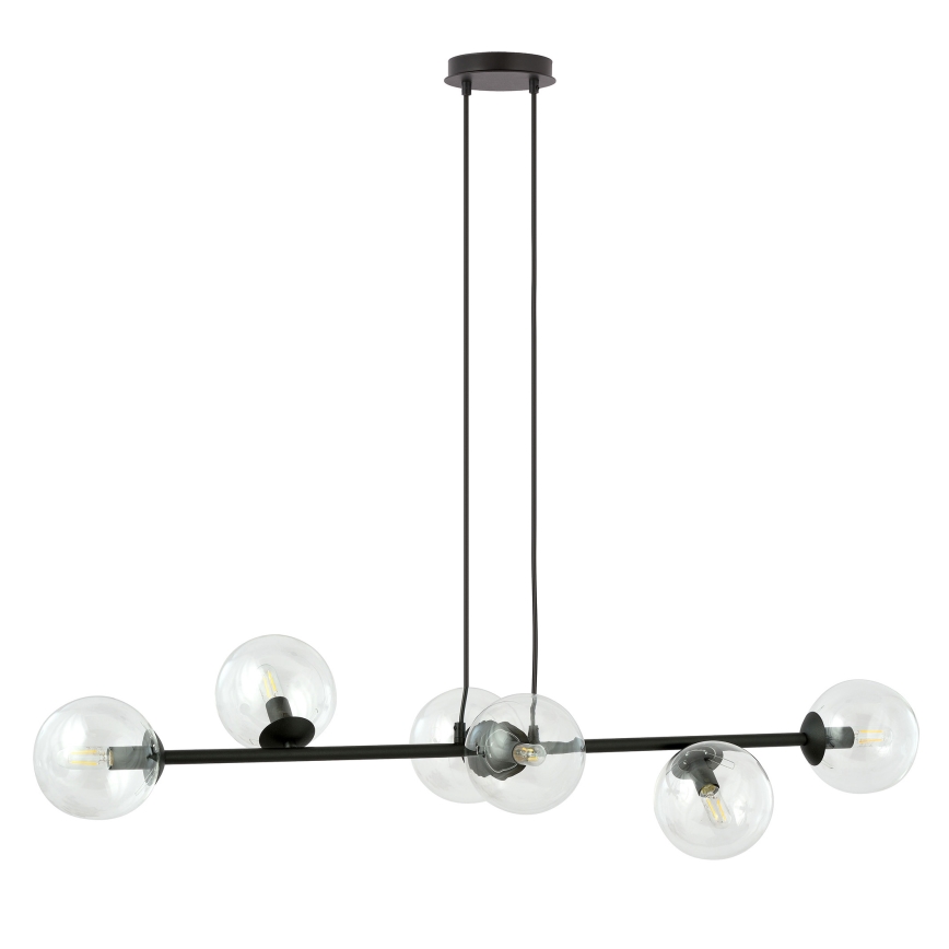 Lámpara colgante ROSSI 6xE14/10W/230V negro/transparente