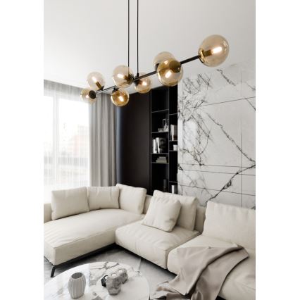 Lámpara colgante ROSSI 8xE14/10W/230V negro/beige