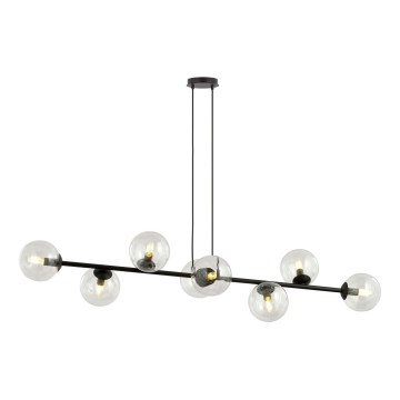 Lámpara colgante ROSSI 8xE14/10W/230V negro/transparente