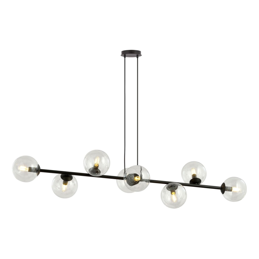 Lámpara colgante ROSSI 8xE14/10W/230V negro/transparente