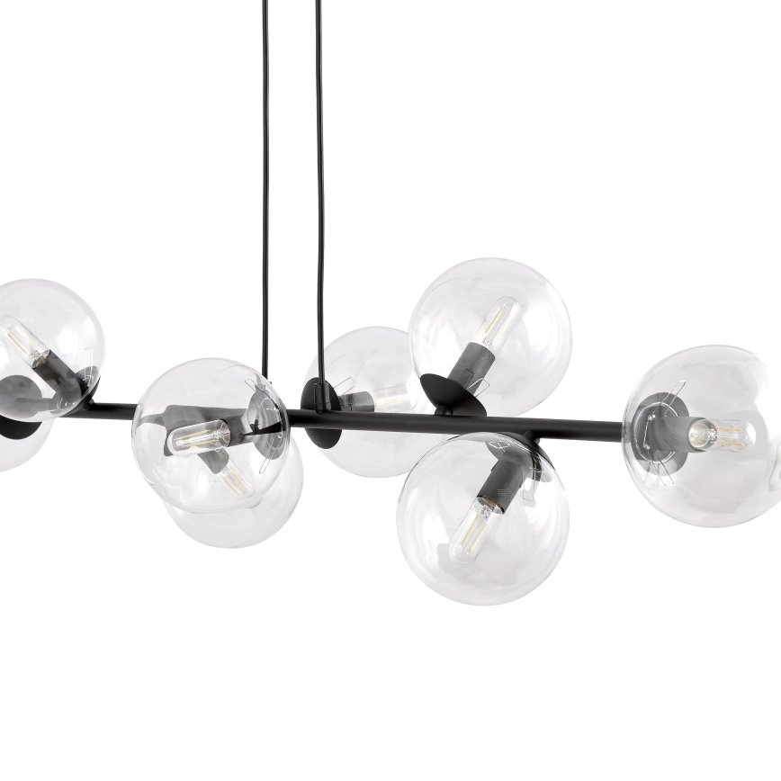 Lámpara colgante ROSSI 8xE14/10W/230V negro/transparente