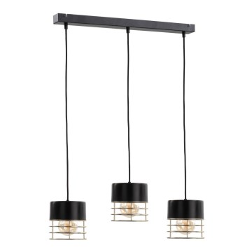 Lámpara colgante ROY 3xE27/60W/230V negro