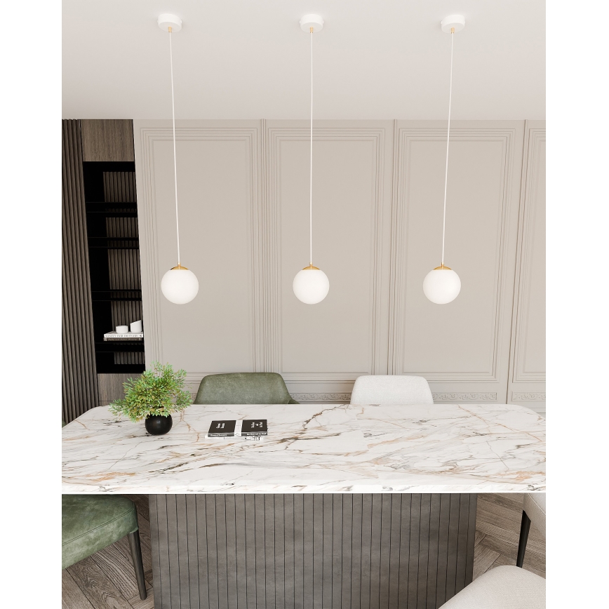 Lámpara colgante ROYAL 1xE14/10W/230V diá. 14 cm blanco