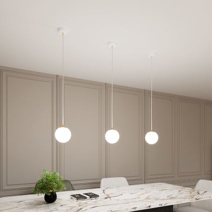 Lámpara colgante ROYAL 1xE14/10W/230V diá. 14 cm blanco