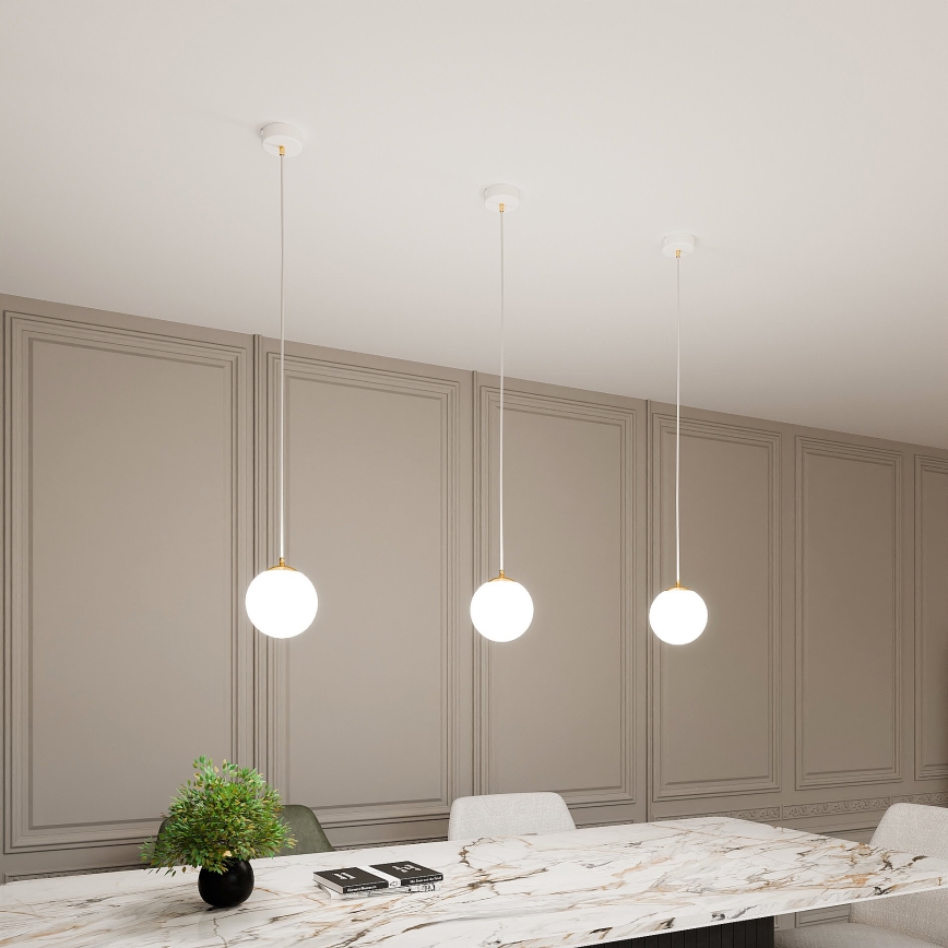 Lámpara colgante ROYAL 1xE14/10W/230V diá. 14 cm blanco