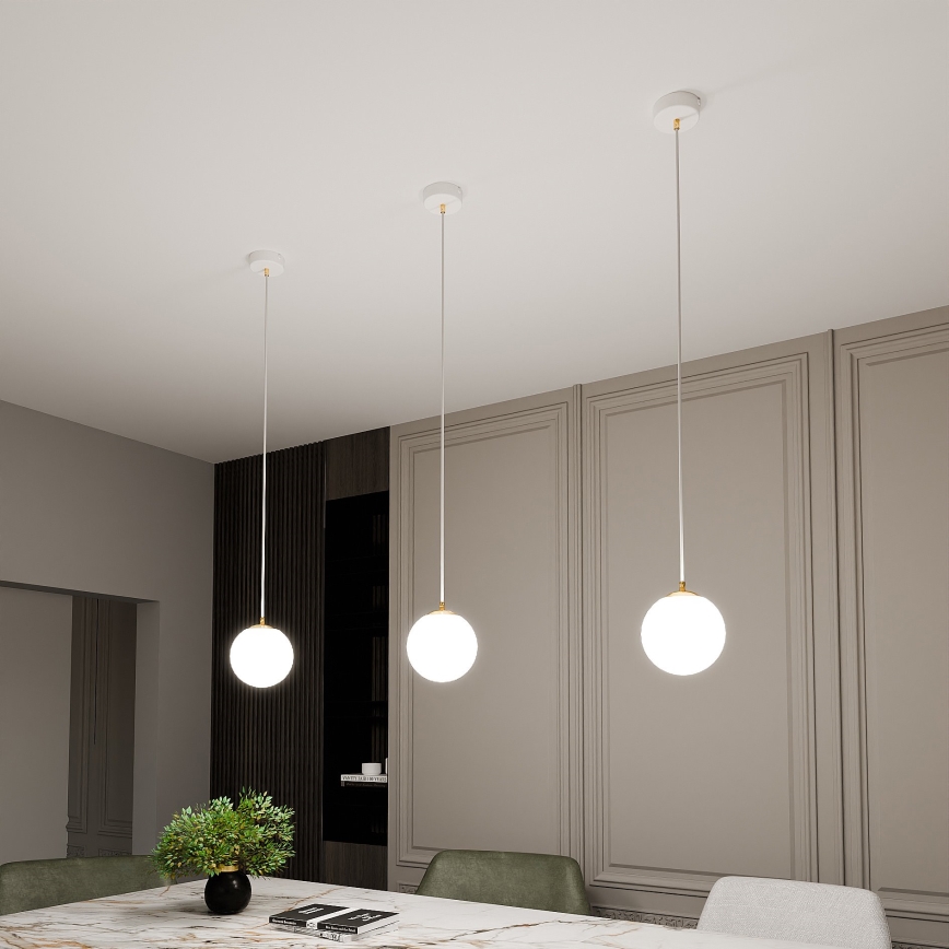 Lámpara colgante ROYAL 1xE14/10W/230V diá. 14 cm blanco