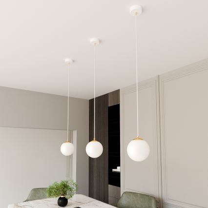 Lámpara colgante ROYAL 1xE14/10W/230V diá. 14 cm blanco