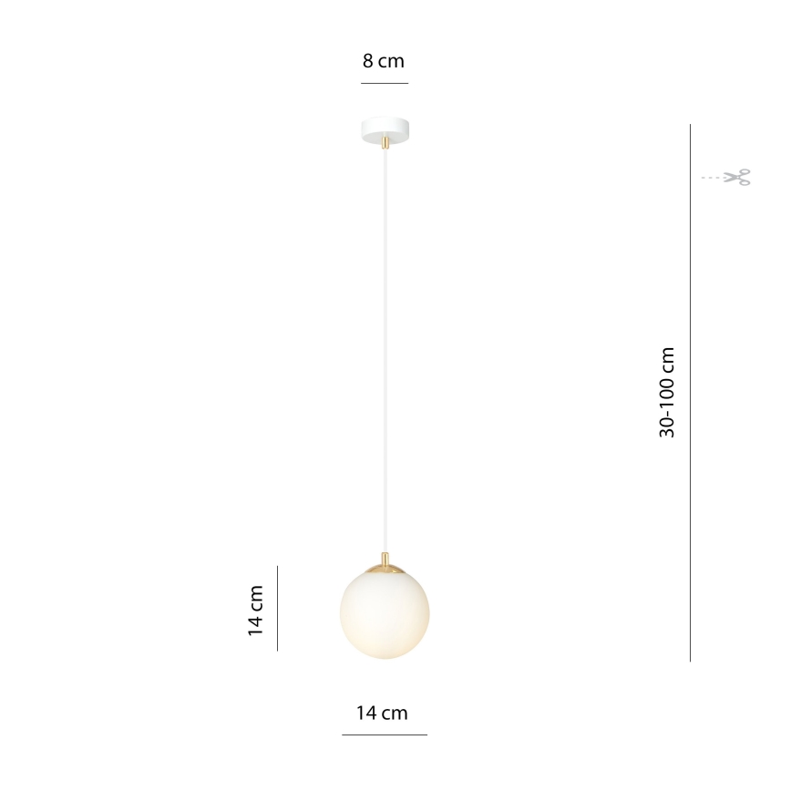 Lámpara colgante ROYAL 1xE14/10W/230V diá. 14 cm blanco