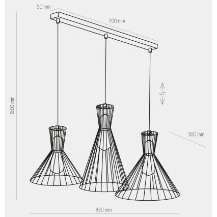 Lámpara colgante SAHARA 3xE27/60W/230V