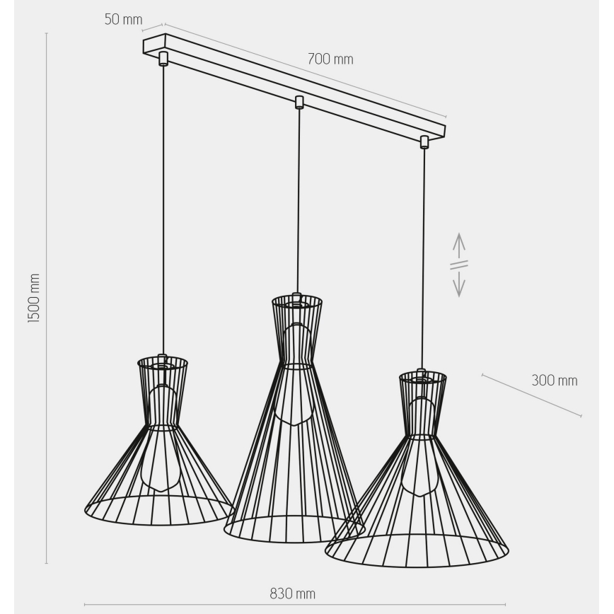 Lámpara colgante SAHARA 3xE27/60W/230V
