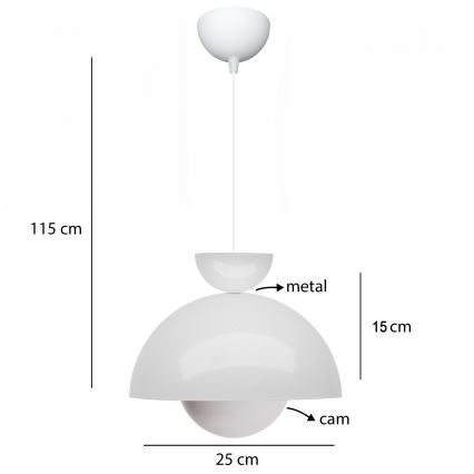 Lámpara colgante SALVA 1xE27/15W/230V blanca