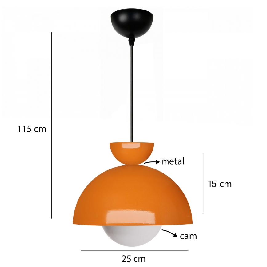 Lámpara colgante SALVA 1xE27/15W/230V naranja