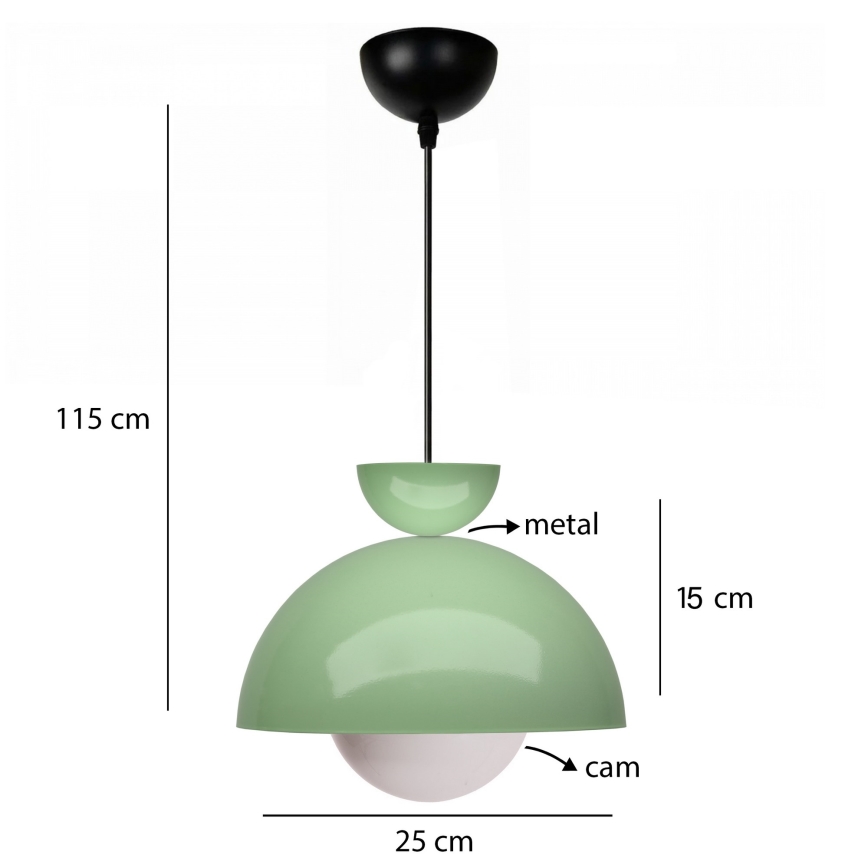 Lámpara colgante SALVA 1xE27/15W/230V verde