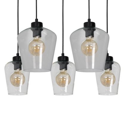 Lámpara Colgante SANTIAGO 5xE27/60W/230V transparente