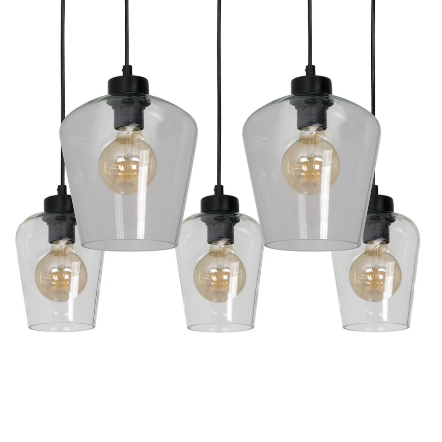 Lámpara Colgante SANTIAGO 5xE27/60W/230V transparente