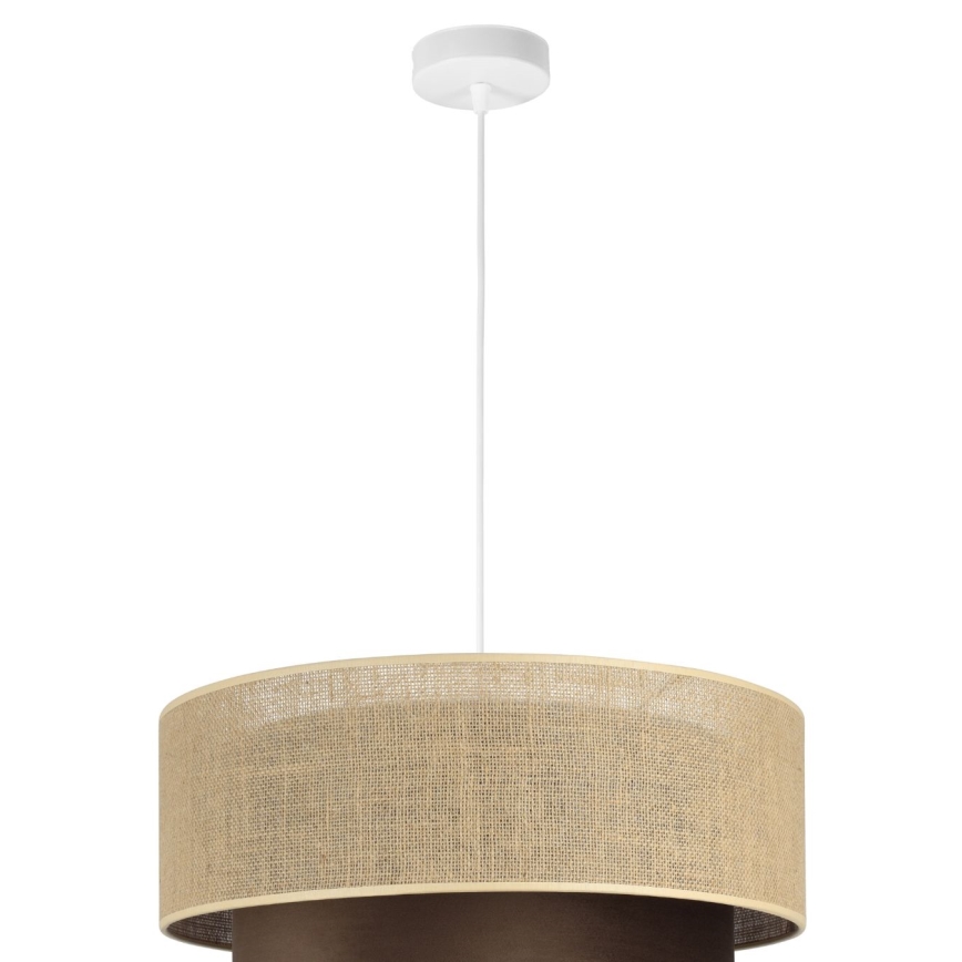 Lámpara colgante SARTA con cable, 1xE27/60W/230V, marrón/yute