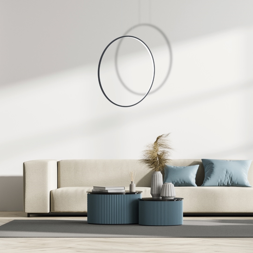 Lámpara colgante SATURNO LED/46W/230V Ø 80 cm IP44 negra