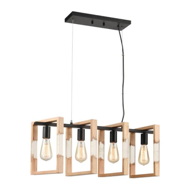 Lámpara colgante SERIES 4xE27/11W/230V madera/negro