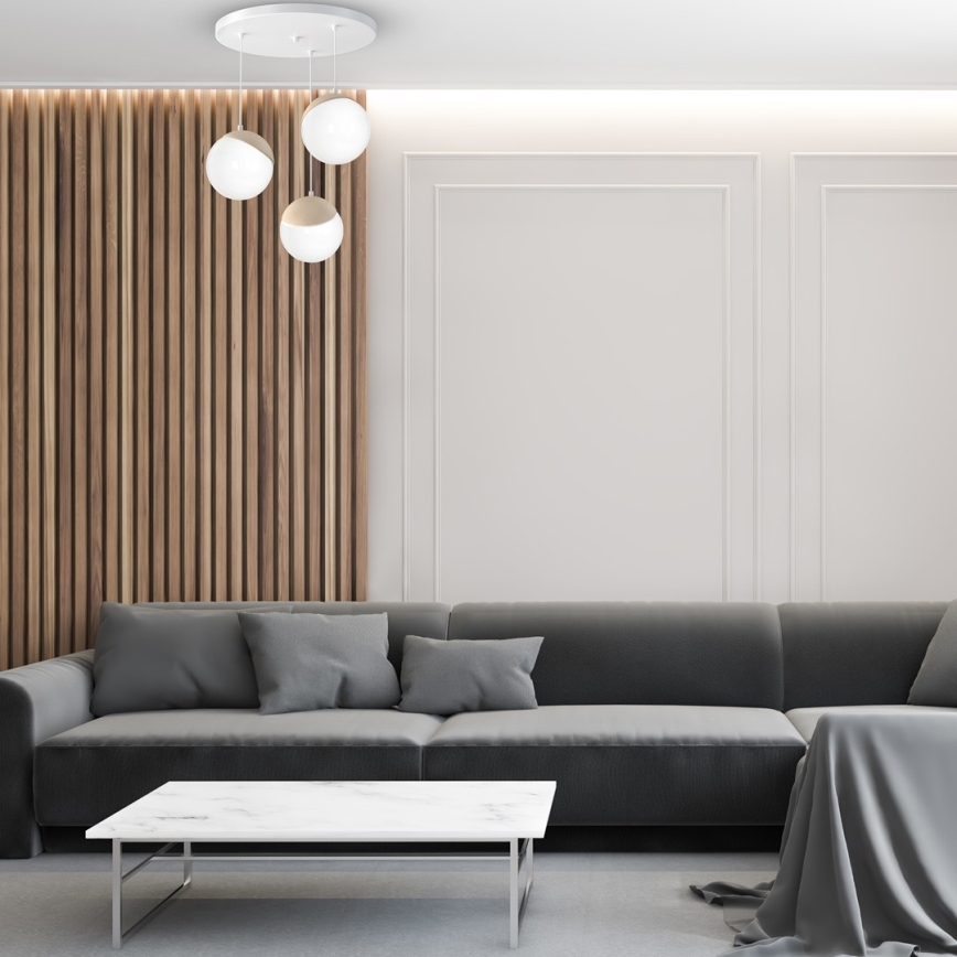Lámpara colgante SFERA WOOD 3xE14/40W/230V blanca