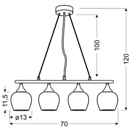 Lámpara colgante SIRIUS 4xE27/60W/230V